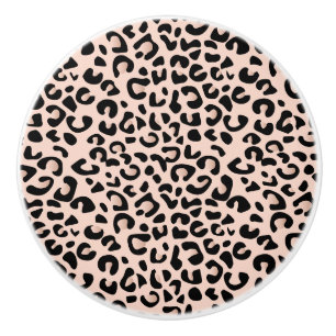 Black and Rose Leopard Animal Print Ceramic Knob