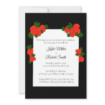 Black and Rose Wedding Invitations with RSVP