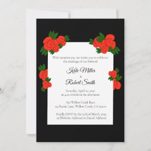 Black and Rose Wedding Invitations with RSVP