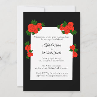 Black and Rose Wedding Invitations with RSVP