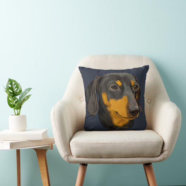 Black and Rust Dachshund Dog Cushion (Chair)