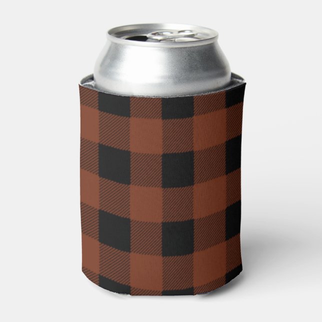 Black and Rust Lumberjack Plaid Can Cooler (Can Front)