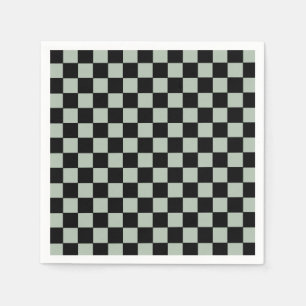 Black and Sage Green Checkered Napkin
