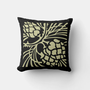 black and sage pine cone cushion