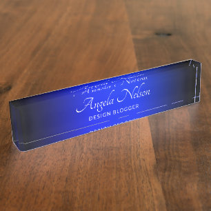 Black and Sapphire Blue Ombre Nameplate