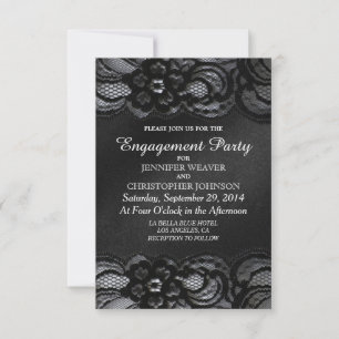 Black and Satin Engagement Party Invitations