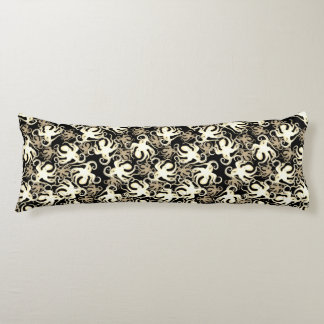 Black And Sepia Repeating Motif | Octopus Pattern Body Cushion