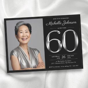 Black and Silver 60th Birthday Invitation