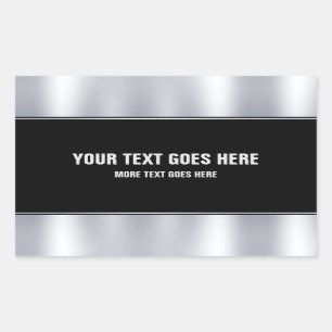 Black And Silver Add Your Name Text Template Rectangular Sticker