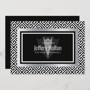 Black and silver Bachelor party Thank You Card
