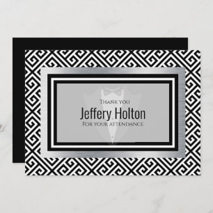 Black and silver Bachelor party Thank You Card