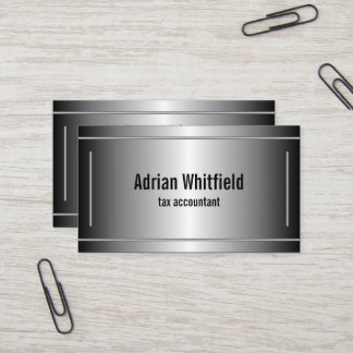 Black and Silver Bars Horizontal Accountant Business Card