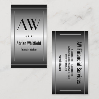 Black and Silver Bars Vertical Accountant Business Card