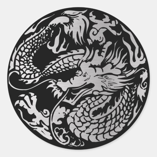 Black and Silver Chinese Dragon Sticker (Front)
