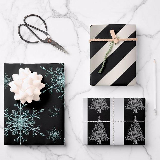 Black and Silver Christmas Wrapping Paper Sheet (Creator Uploaded)