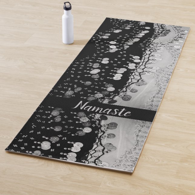 Black and Silver Coins Personalised  Yoga Mat (In Situ)