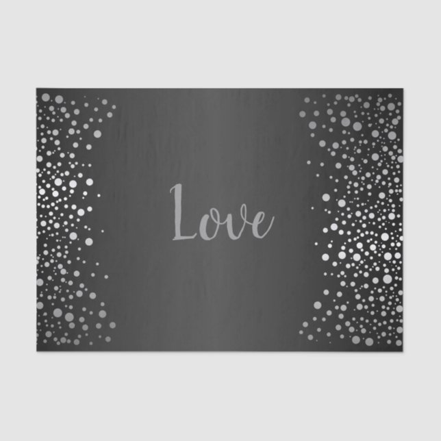 Black and Silver Confetti Dots Tissue Paper (Front)