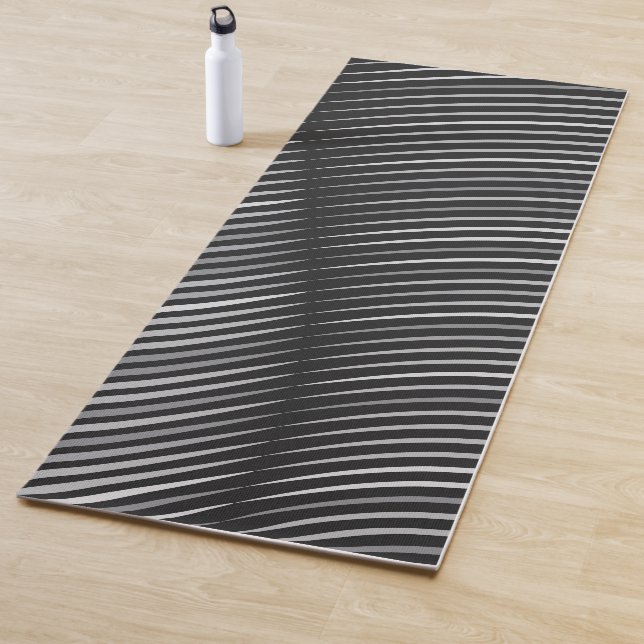 Black and Silver Contemporary Abstract Yoga Mat (In Situ)