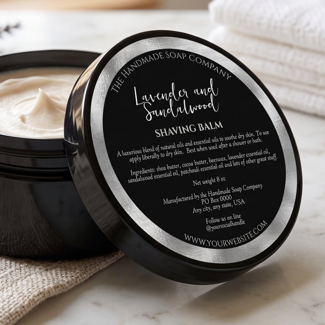 Black and Silver Cosmetics Jar Label w Ingredients (Creator Uploaded)