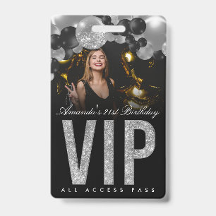 Black and Silver Customisable VIP All Access Badge ID Badge