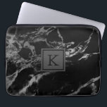 Black and silver faux marble laptop sleeve<br><div class="desc">Modern trendy black and silver faux marble texture.</div>