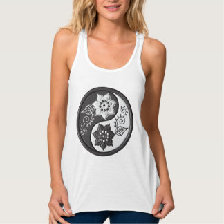 Black and Silver Floral Yin Yang Singlet