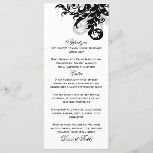 Black and Silver Flourish Menu Card