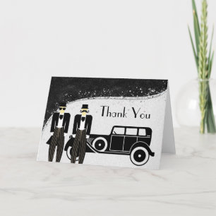 Black and Silver Gay Wedding Thank You Card
