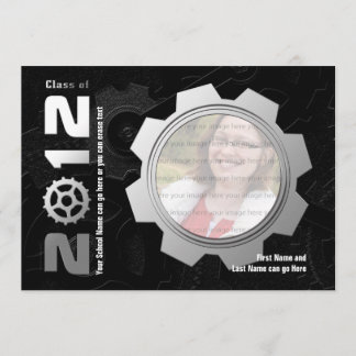 Black and Silver Gear Graduation Invitation