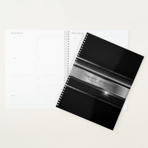 Black and silver geometric design planner