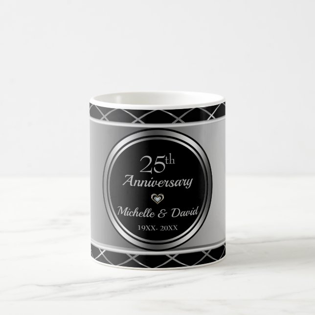 Black And Silver Geometric Shapes Coffee Mug (Center)