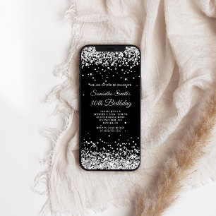 Black and Silver Glitter 30th Birthday Invitation