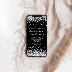 Black and Silver Glitter Any Age Birthday Invitation