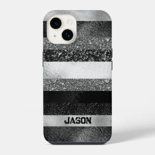 Black and Silver Glitter  iPhone 14 Case