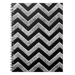 Black and silver glittery chevron notebook