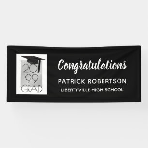 Black and Silver GRAD Custom Colour Graduation Banner