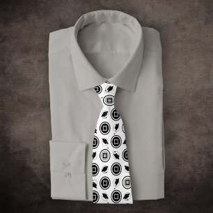 Black and Silver Graduation Cap Pattern Tie