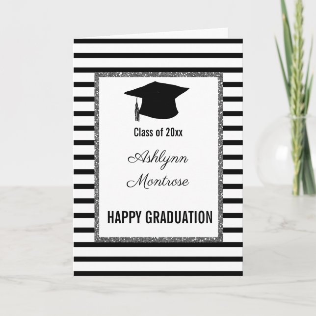 Black and Silver Graduation Card (Front)