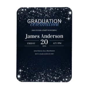Black and Silver graduation Invite Magnet