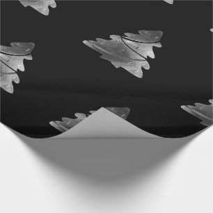 Black and Silver Gray Christmas Tree Pattern Wrapping Paper
