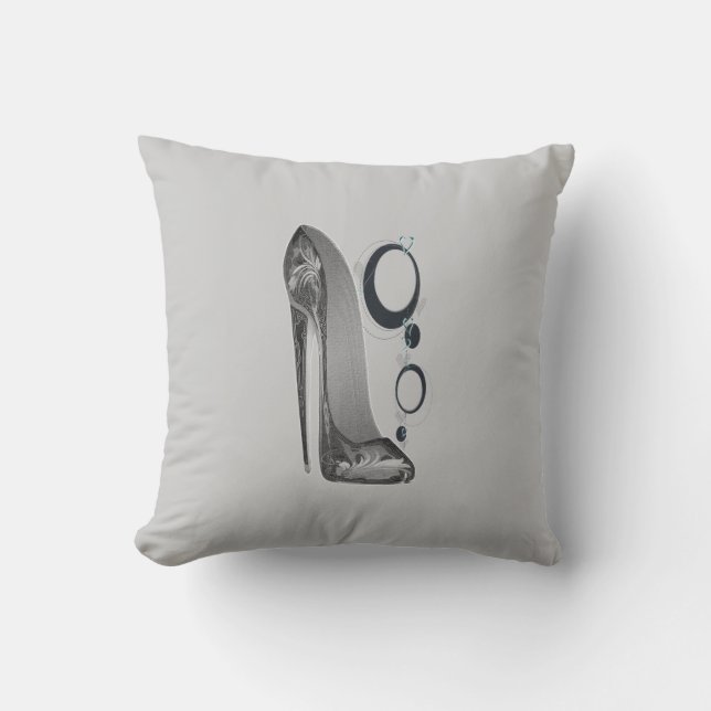 Black and Silver Gray Stiletto and Bangles Pillow (Front)