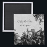 black and Silver Grey Flourish Wedding Magnet<br><div class="desc">Beautiful black and Silver Grey Flourish Wedding flourish design with a style of elegance.</div>