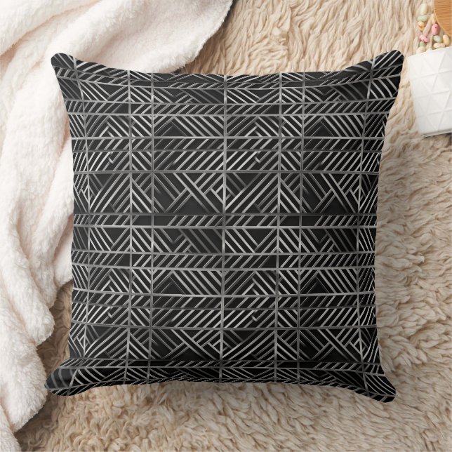 Black and silver gridlock pattern  cushion (Blanket)
