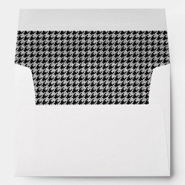 Black and Silver Herringbone Lined Wedding Envelop Envelopes (Back (Bottom))