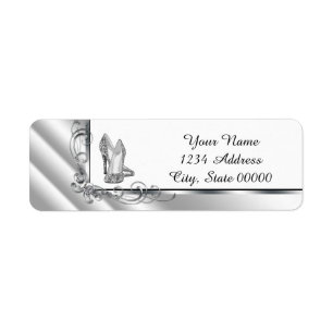 Black and Silver High Heel Shoe Address