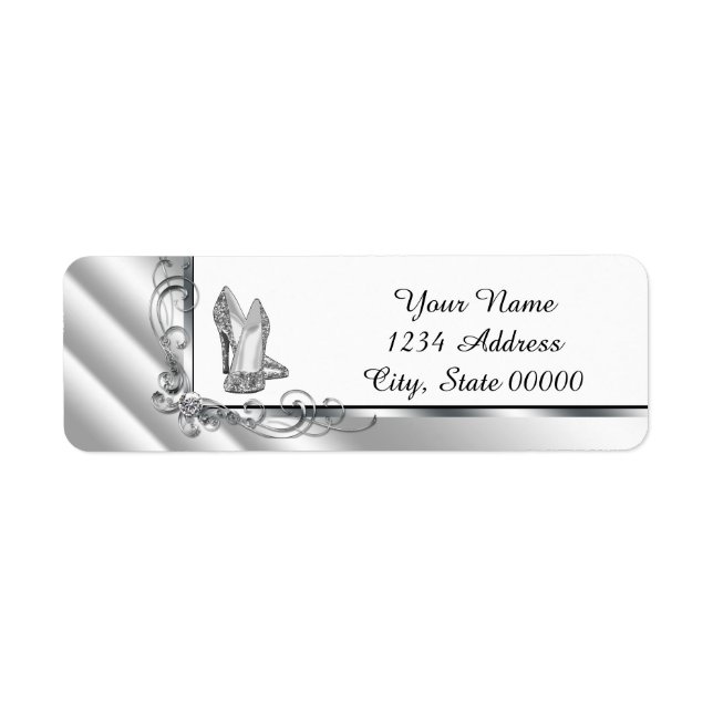 Black and Silver High Heel Shoe Address (Front)