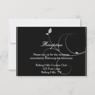 Black and Silver Leaves Fall Wedding Reception Invitation