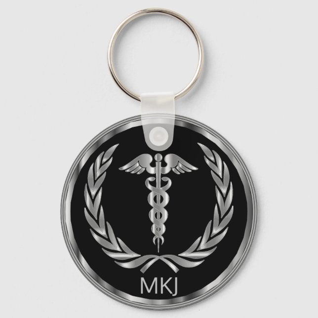 Black and Silver Medical - Monogram Key Ring (Front)