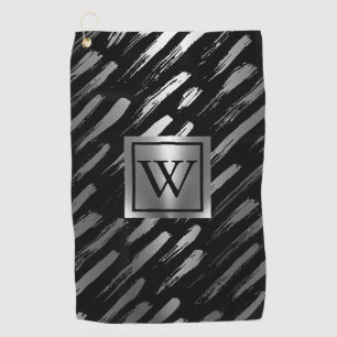 Black and Silver Metallic Abstract Golf Towel