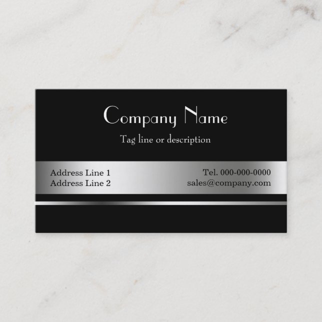 Black and silver Metallic Business Card Templates (Front)